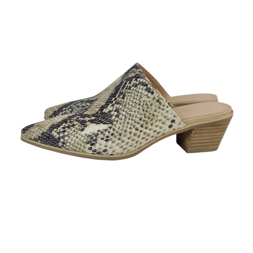 Chocolat Blu Clint Leather Snake Embossed Mule Loafers Size 38/7.5 New In Box